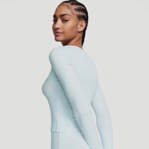 NWT Victoria's Secret Modal PJ Set V Neck Sleepwear Baby Blue Henley Ribbed